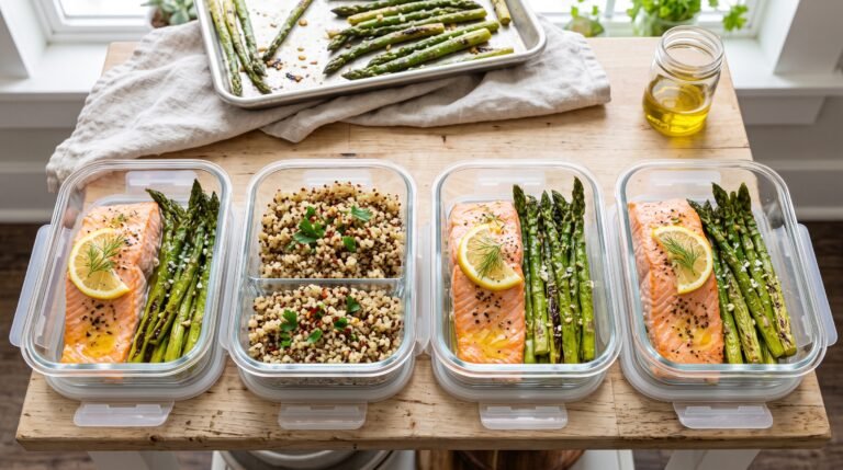 15-Minute Sheet Pan Salmon and Asparagus Meal Prep