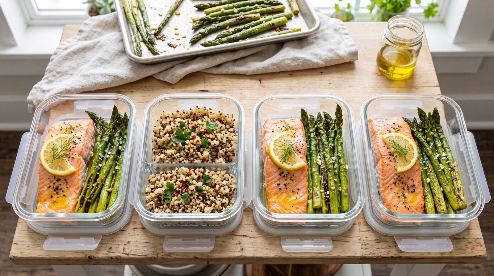 15-Minute Sheet Pan Salmon and Asparagus Meal Prep