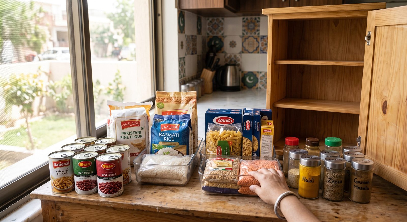 organize a small kitchen pantry on a budget