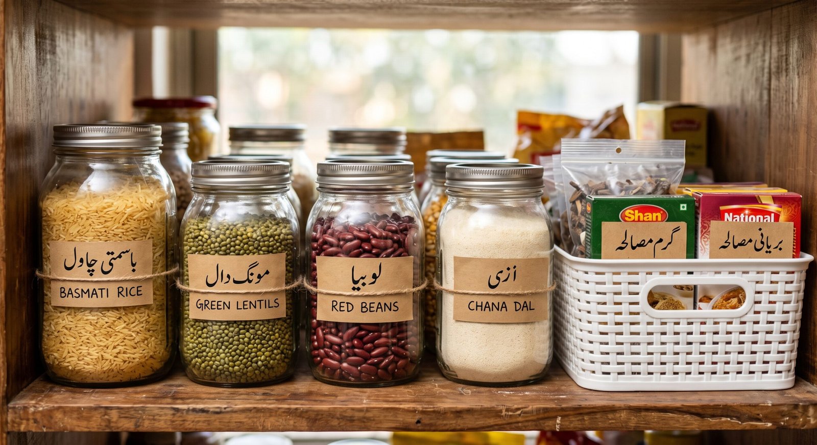 organize a small kitchen pantry on a budget