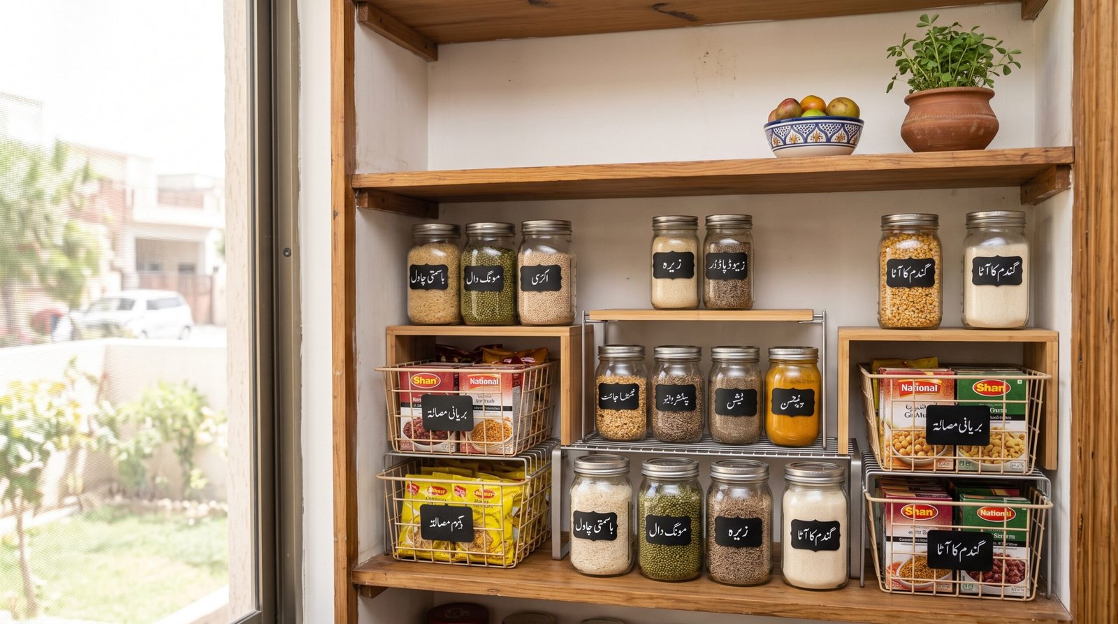 organize a small kitchen pantry on a budget