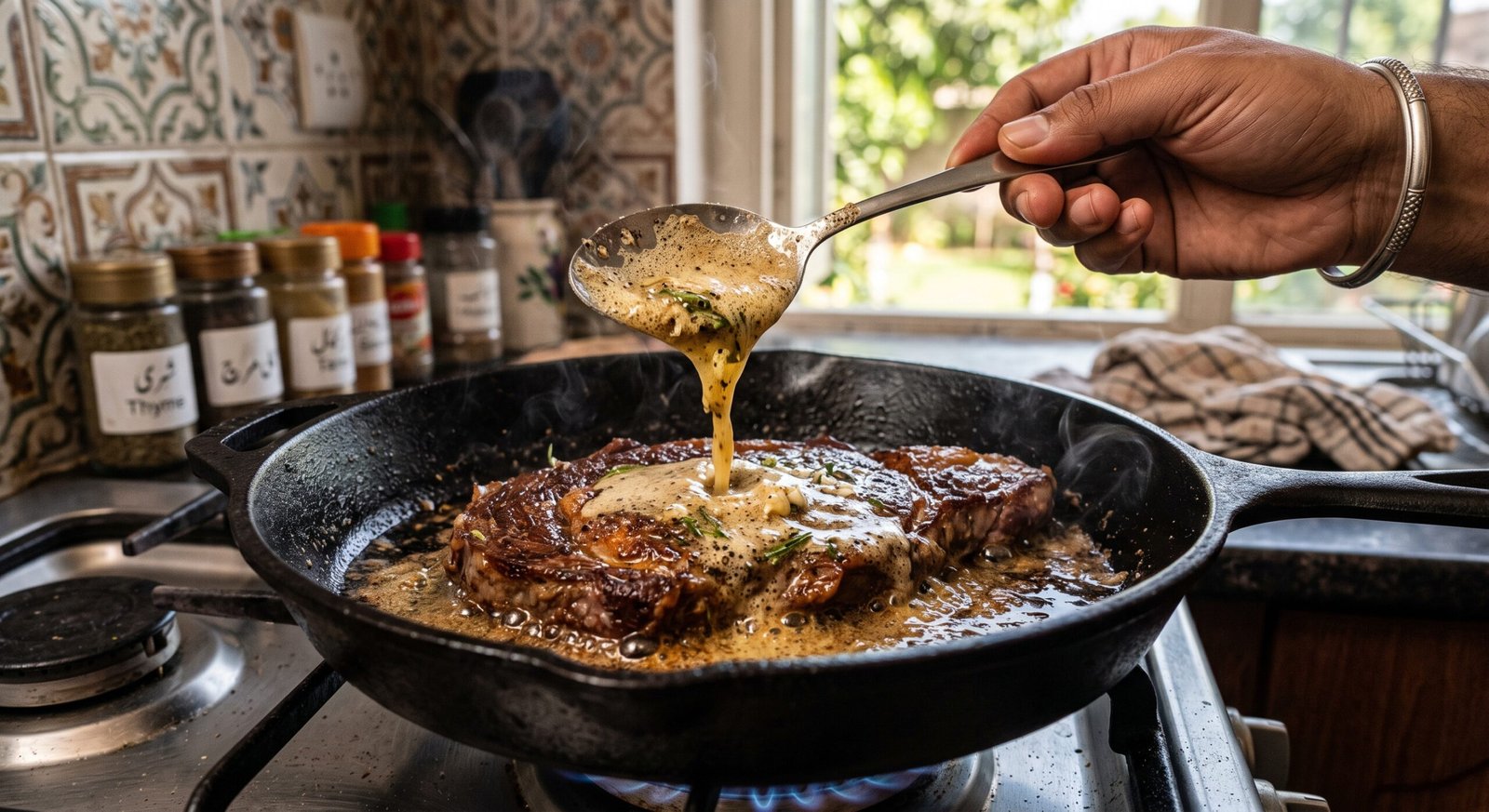 restaurant quality crust on steak
