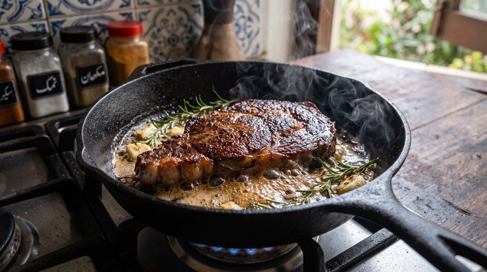 restaurant quality crust on steak