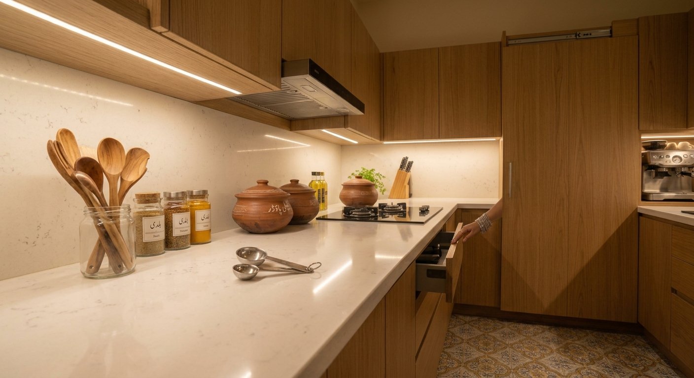modern minimalist kitchen aesthetic setup